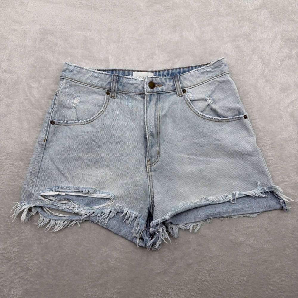 Rolla's Blue‎ Dusters High Rise Slim Jean Shorts Womens 29 Denim Casual Distress